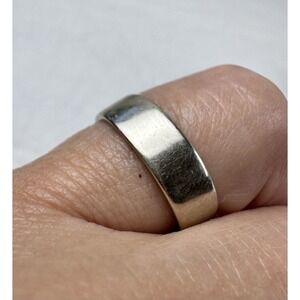 14K White Gold Flat Band Ring 6mm Size 8.5 Unisex Wedding Band Thumb Ring 5.06g